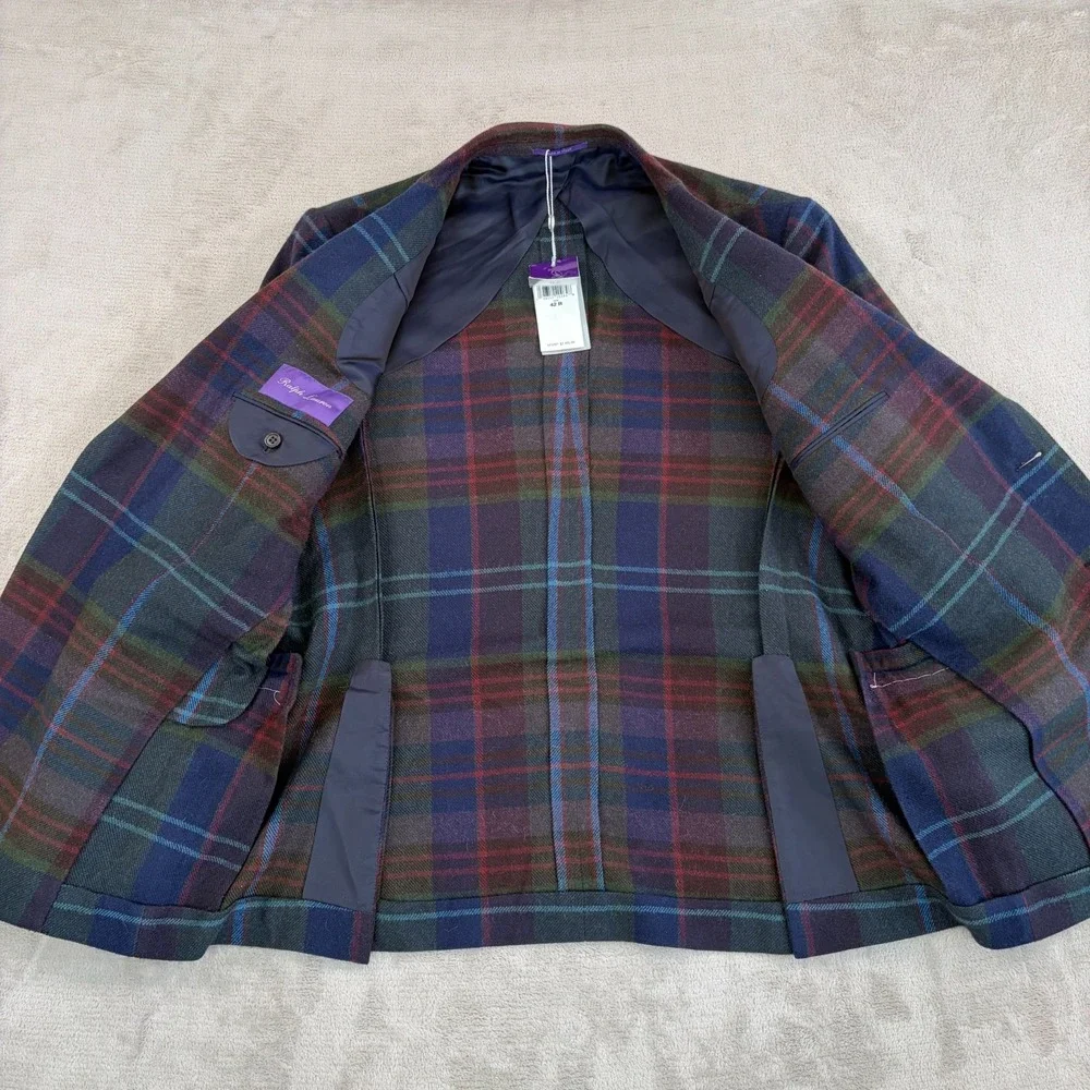 Ralph Lauren Purple Label Kent Hand Tailored Jacket Men 42R Wool Plaid NWT $2500